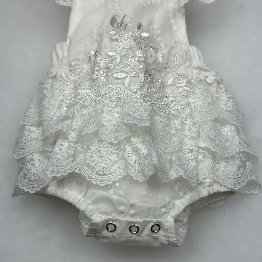 Canis Baby Girls Summer Outfits Floral Lace Tutu Romper with Headband